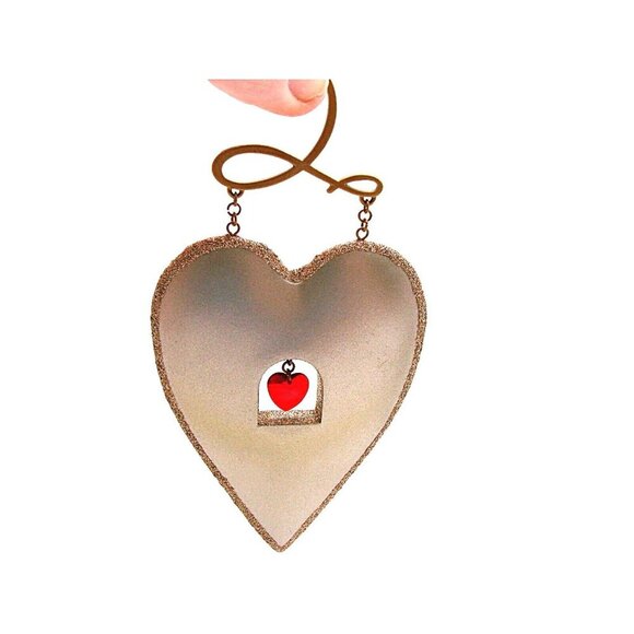 Hallmark Keepsake Heart Ornament Our Christmas Together Silver Red Heart Stone - Picture 12 of 12